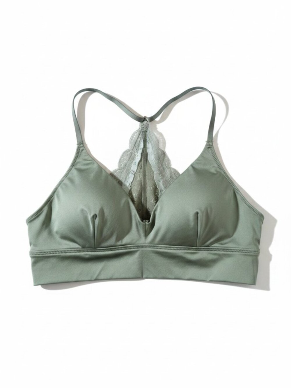 Aerie Lace Racerback Bralette Sage Green Wireless removeable Pads Lounge Size M